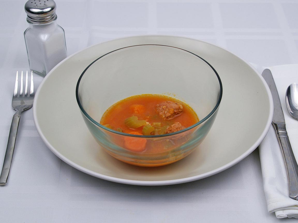 Calories in 0.5 cup(s) of Albondigas Soup