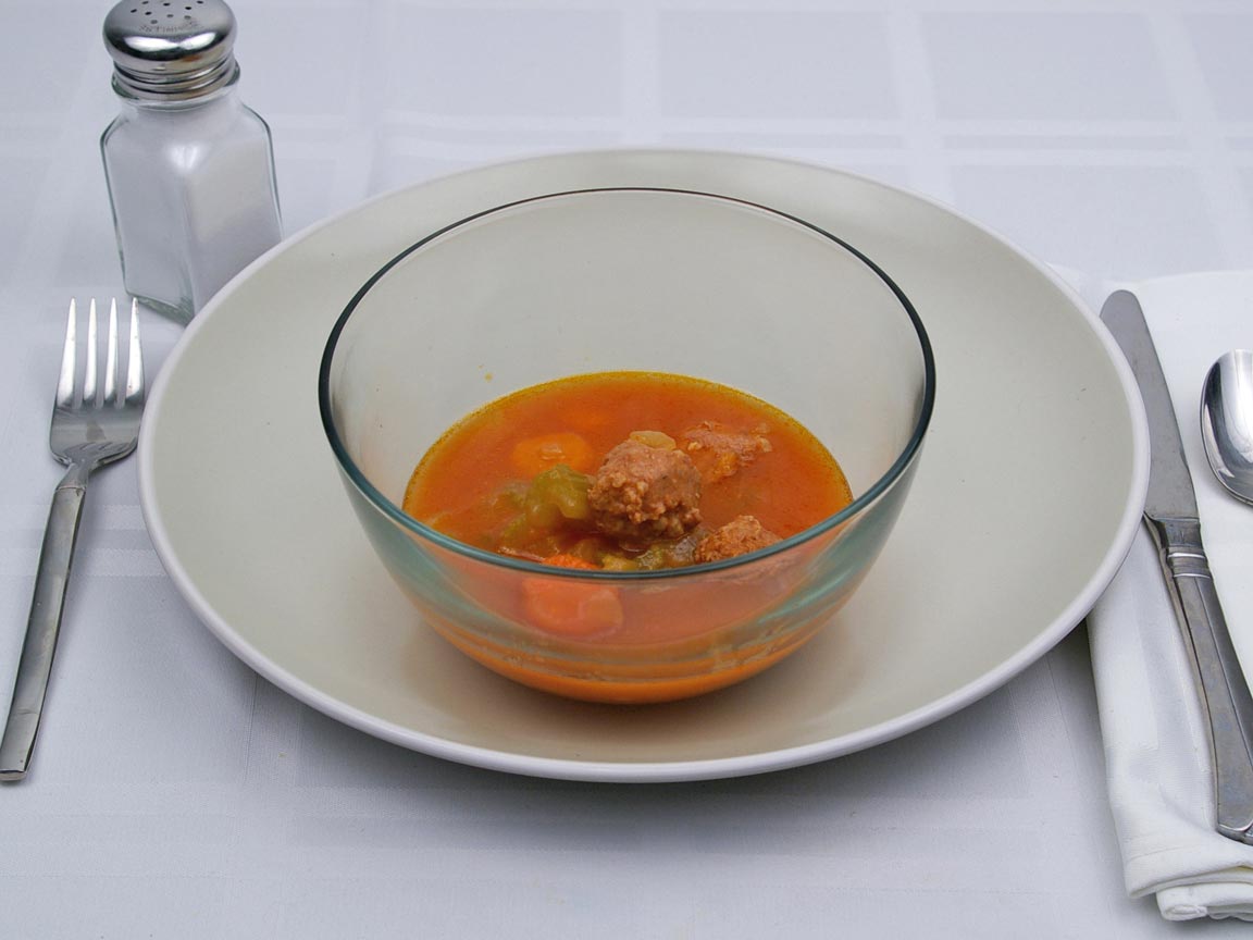 Calories in 0.75 cup(s) of Albondigas Soup