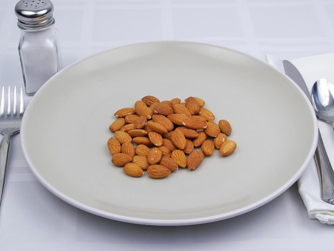 Calories in 77 grams of Almonds - Roasted