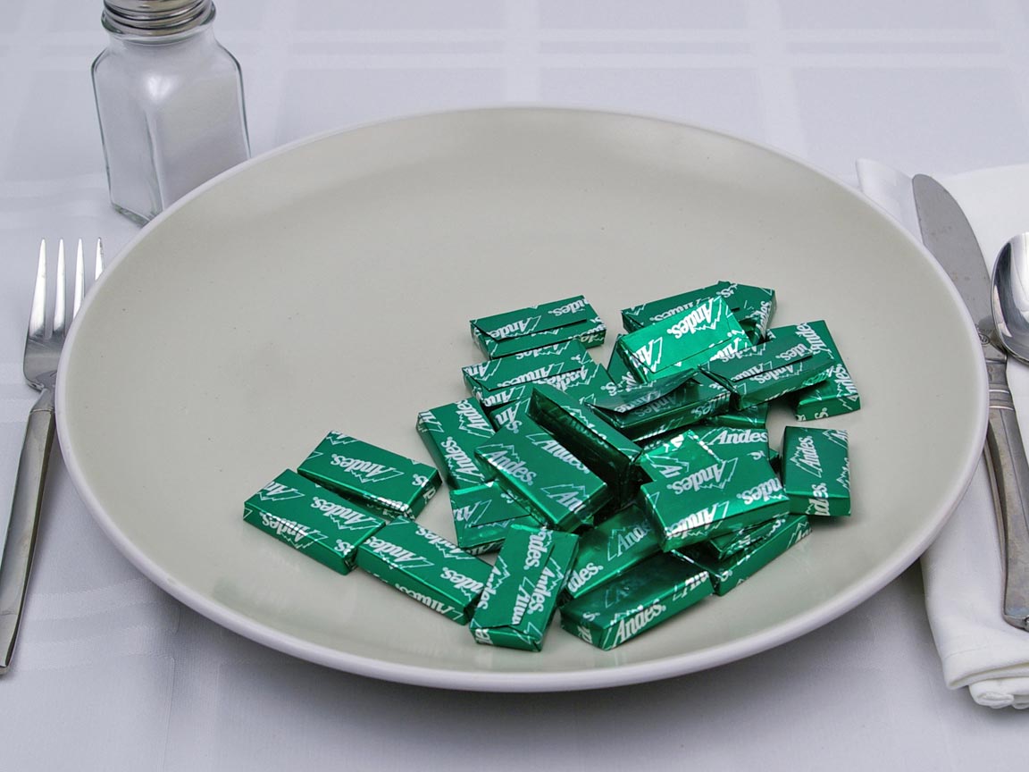 Calories in 28 mint(s) of Andes Mint