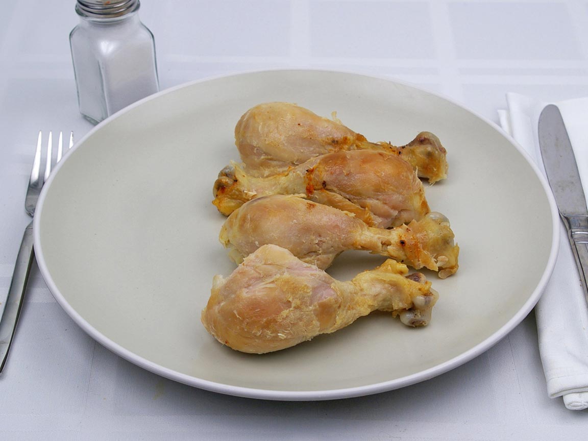 Calories in 4 drumstick of Chicken - Baked - Drumstick - Skinless
