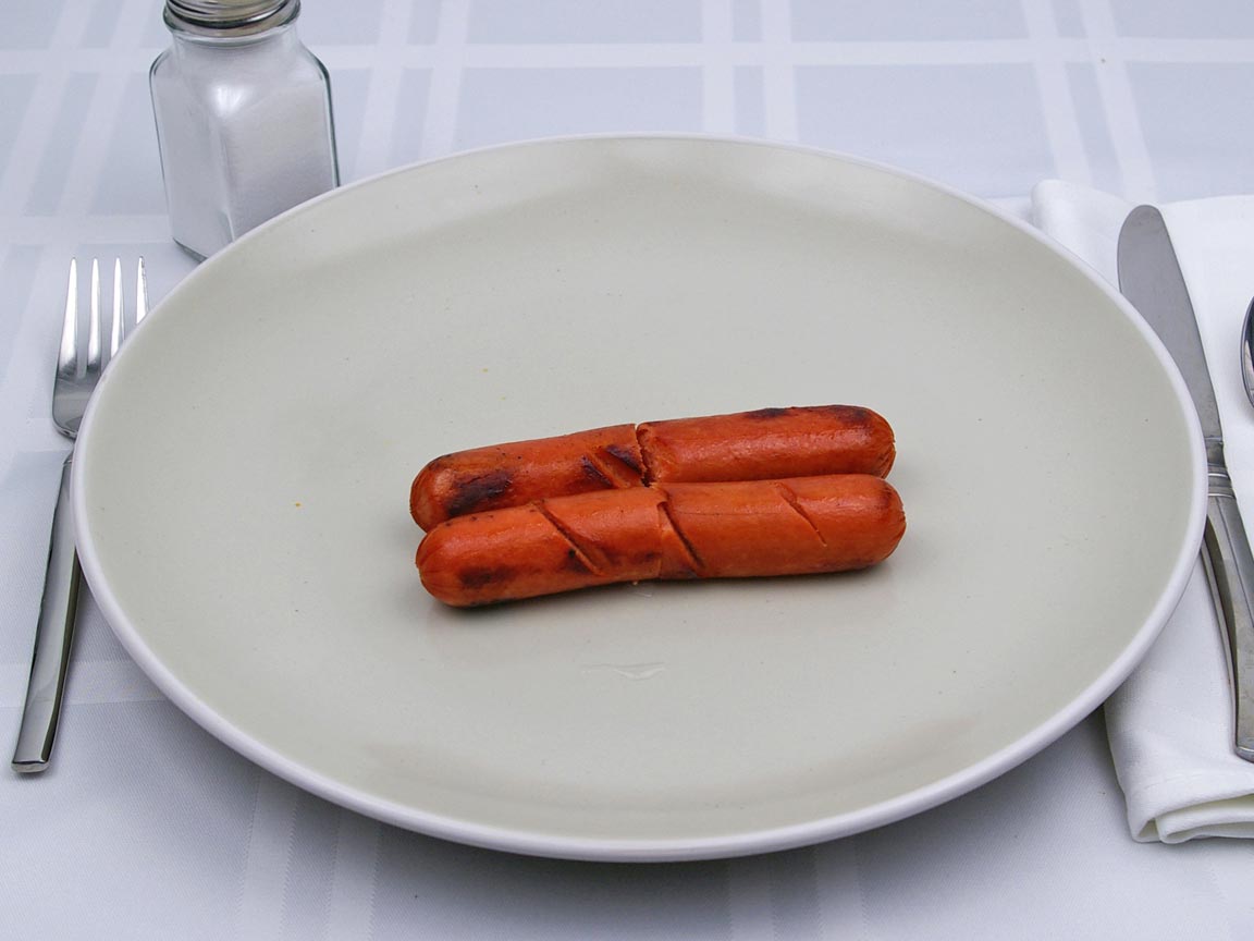 Calories in 2 frank(s) of Beef Franks - Hot Dogs
