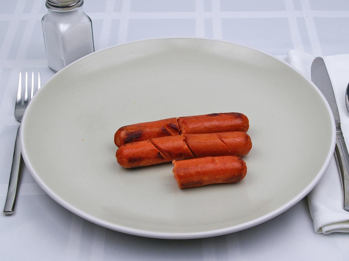 Calories in 2.5 frank(s) of Beef Franks - Hot Dogs