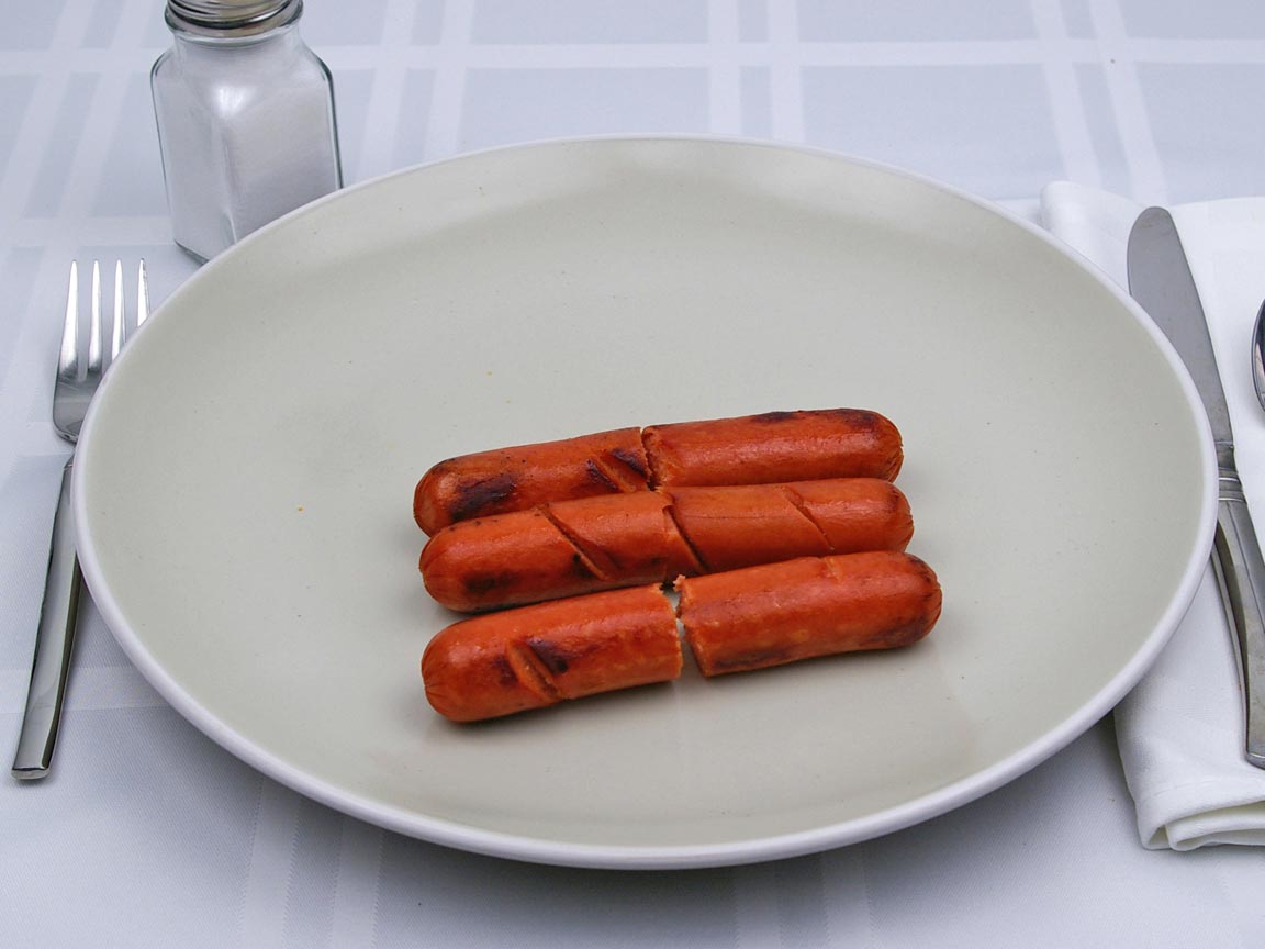 Calories in 3 frank(s) of Beef Franks - Hot Dogs