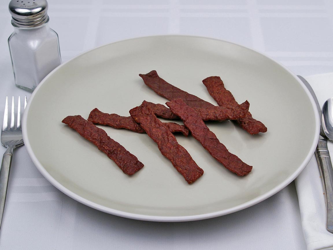 Calories in 7 each of Beef Jerky - Chopped and Formed - Avg