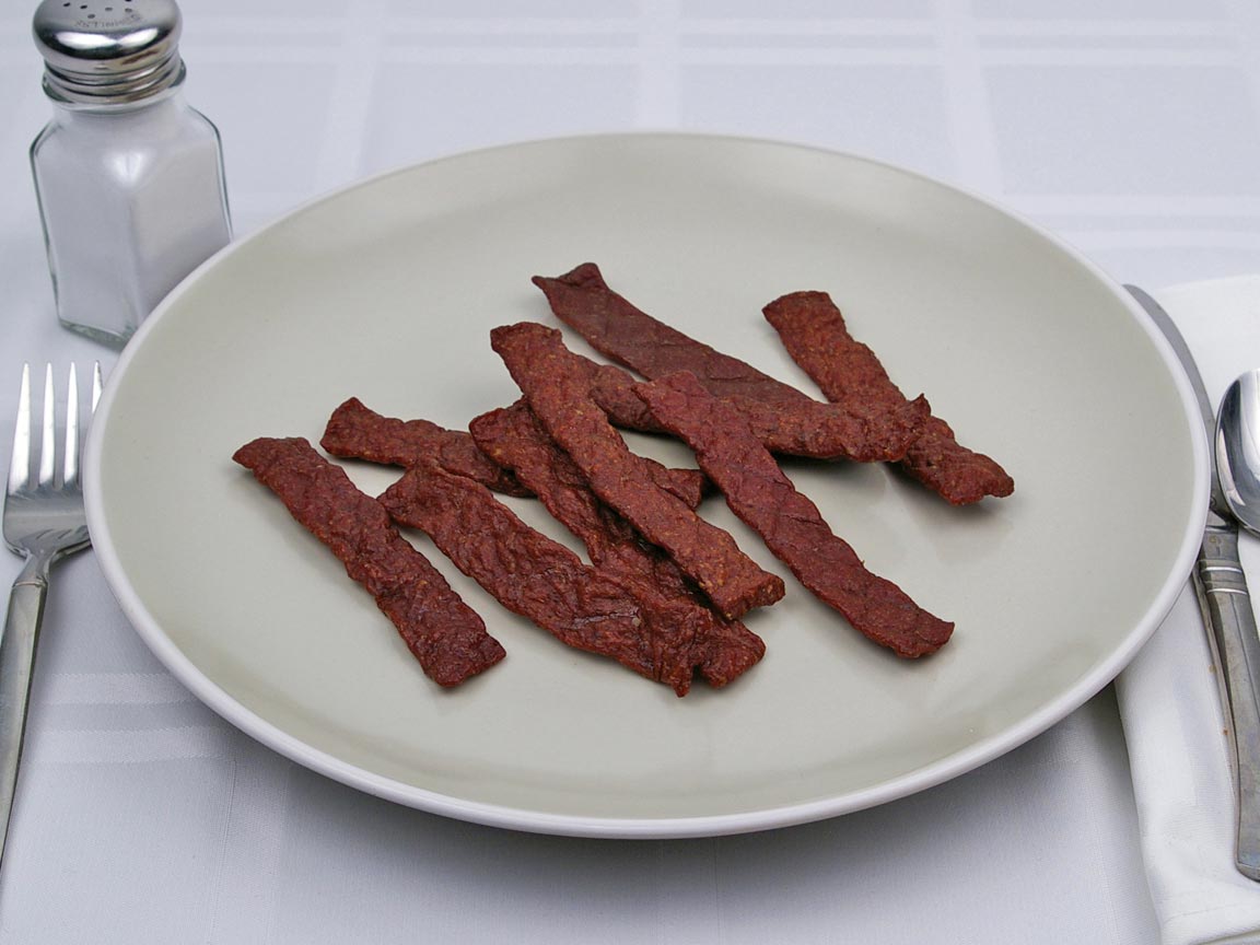 Calories in 9 each of Beef Jerky - Chopped and Formed - Avg
