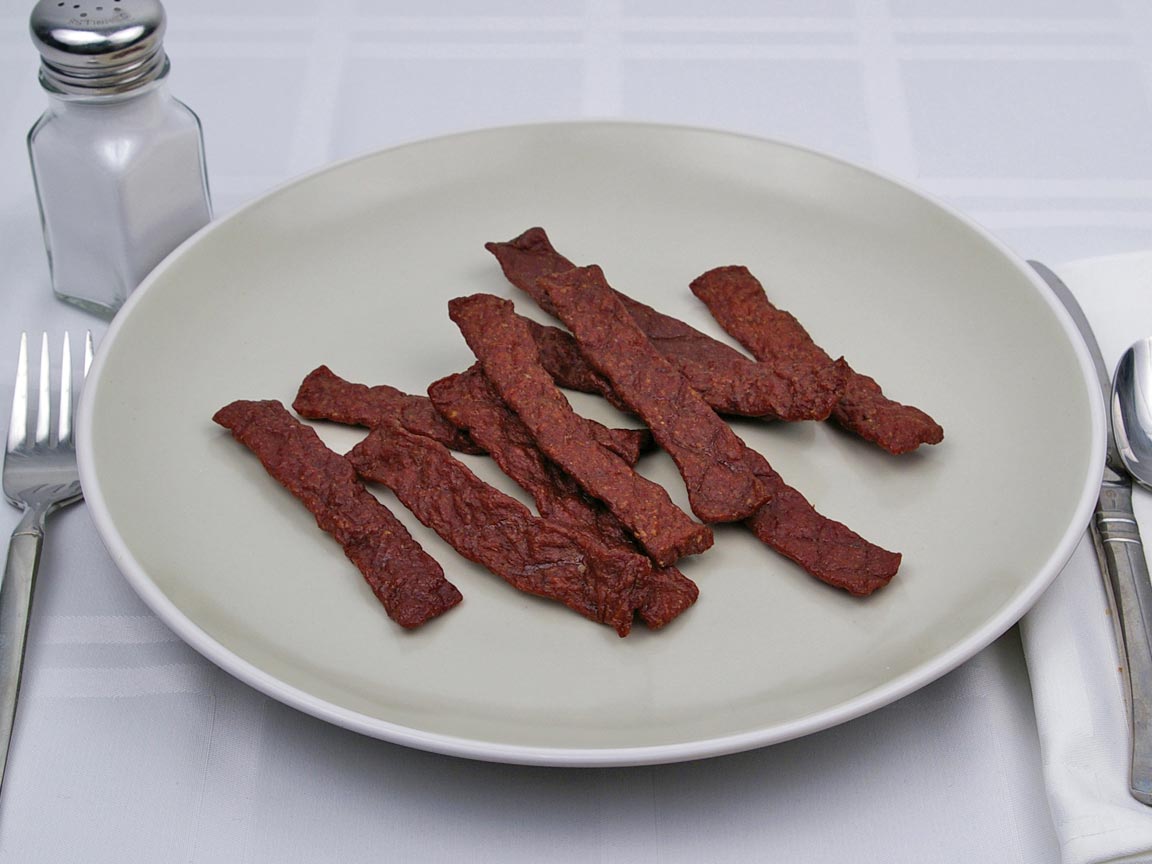 Calories in 10 each of Beef Jerky - Chopped and Formed - Avg