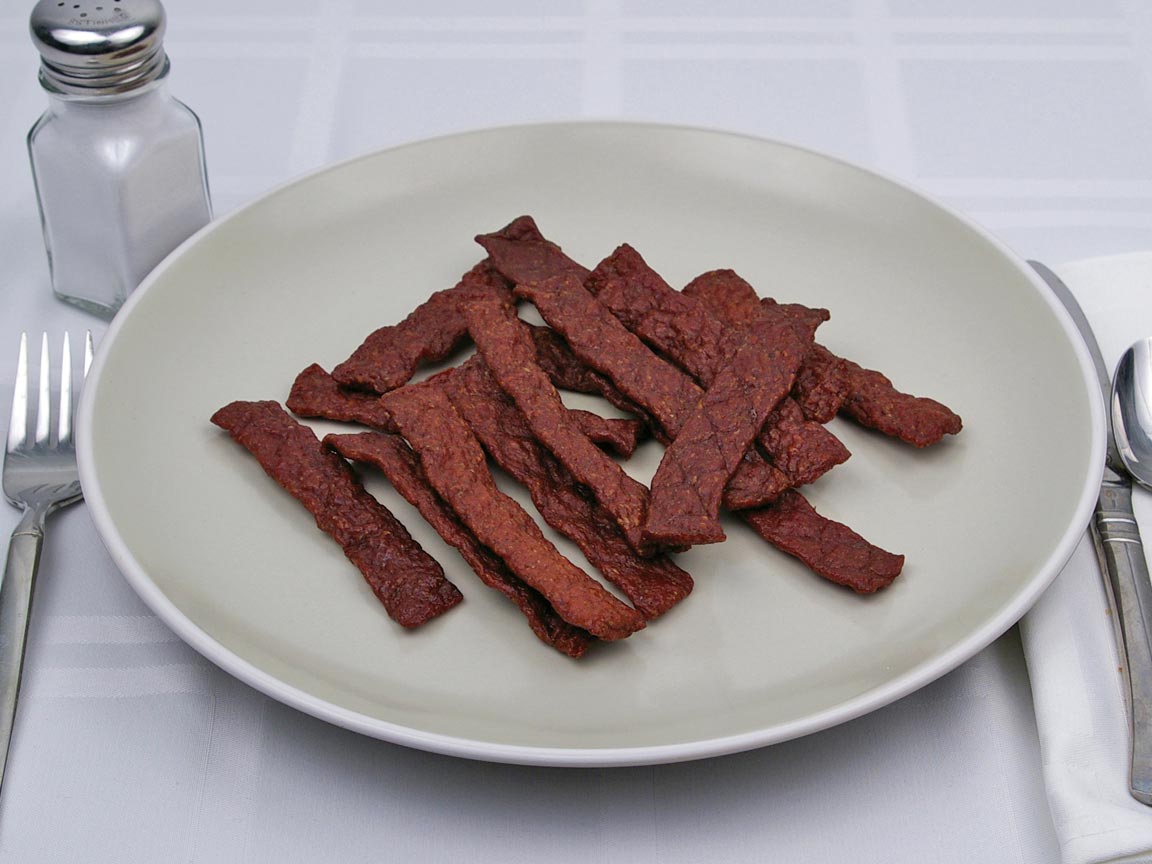Calories in 14 each of Beef Jerky - Chopped and Formed - Avg