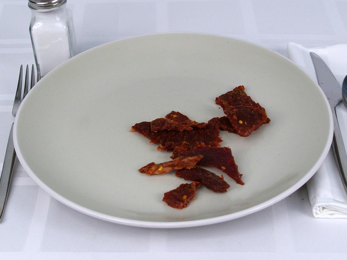 Calories in 42 grams of Krave Beef Jerky Garlic Chili 