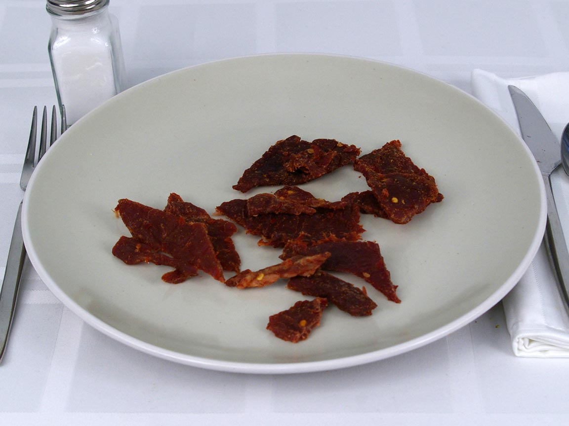 Calories in 70 grams of Krave Beef Jerky Garlic Chili 
