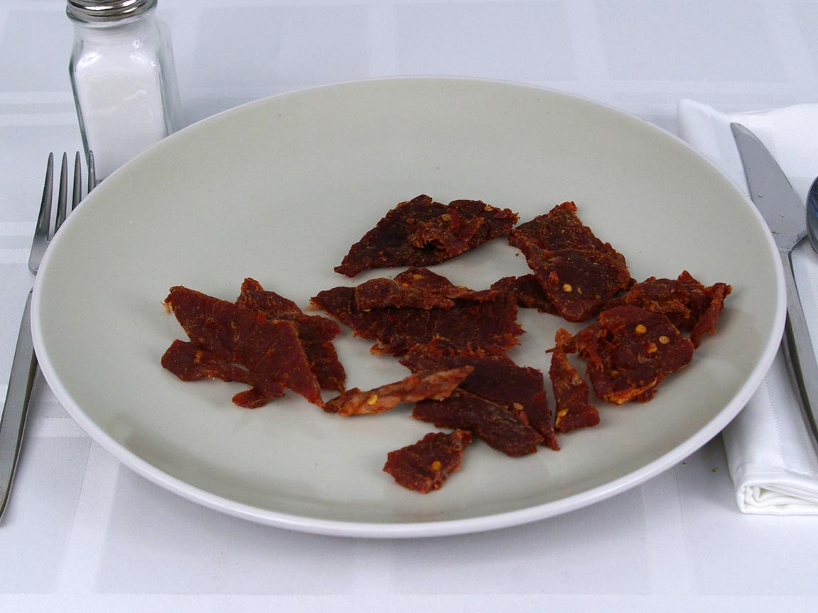 Calories in 85 grams of Krave Beef Jerky Garlic Chili 