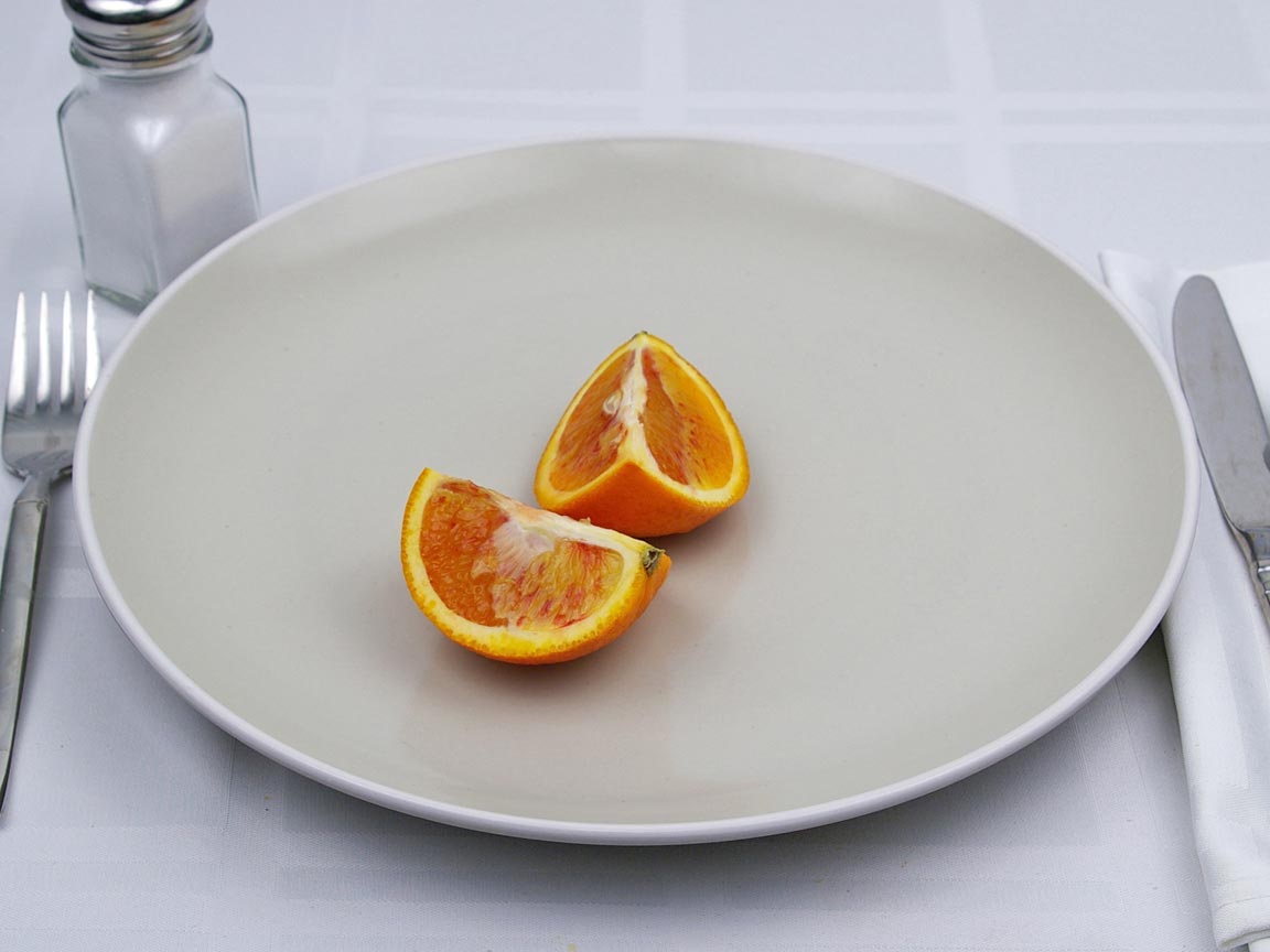 Calories in 0.5 fruit(s) of Blood Orange