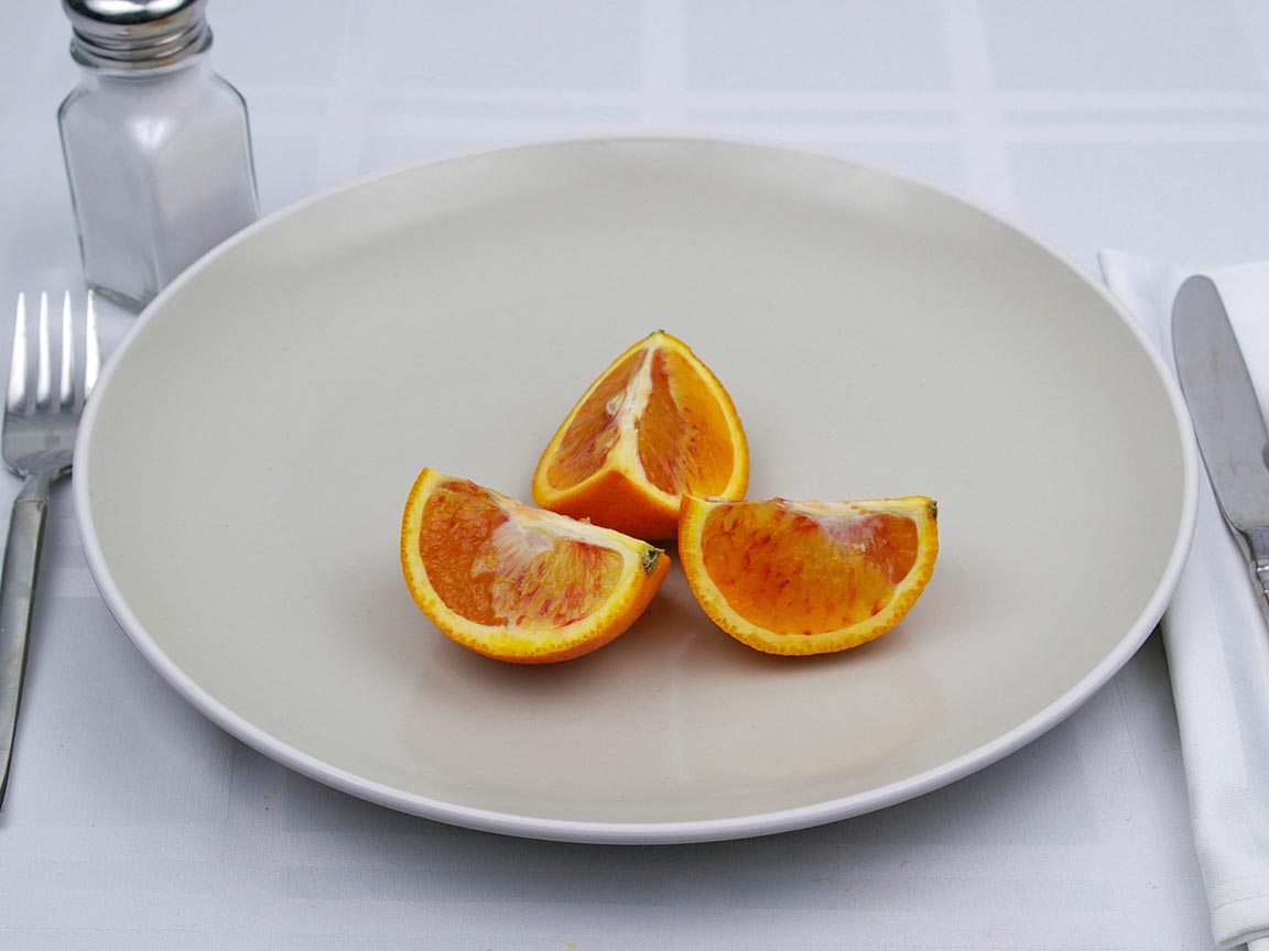 Calories in 0.75 fruit(s) of Blood Orange
