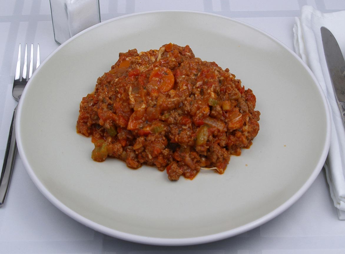 Calories in 1.75 cup(s) of Bolognese Sauce with meat