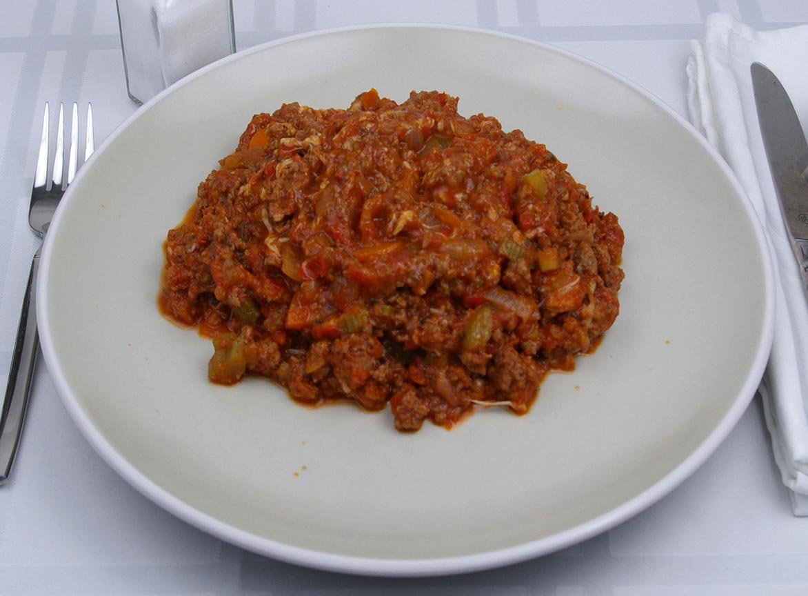 Calories in 2.25 cup(s) of Bolognese Sauce with meat
