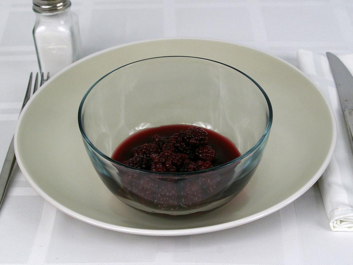 Calories in 0.75 cup(s) of Blackberries in Light Syrup - Canned