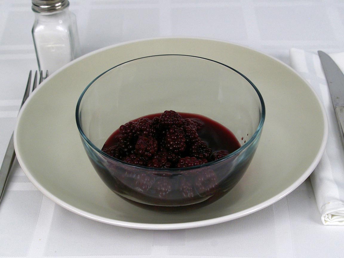 Calories in 1.37 cup of Blackberries in Heavy Syrup