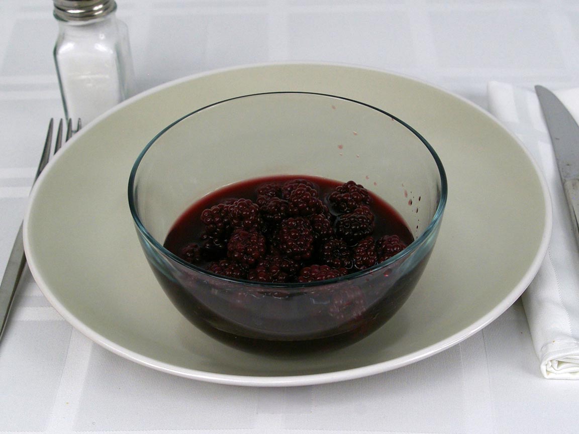 Calories in 1.64 cup of Blackberries in Heavy Syrup