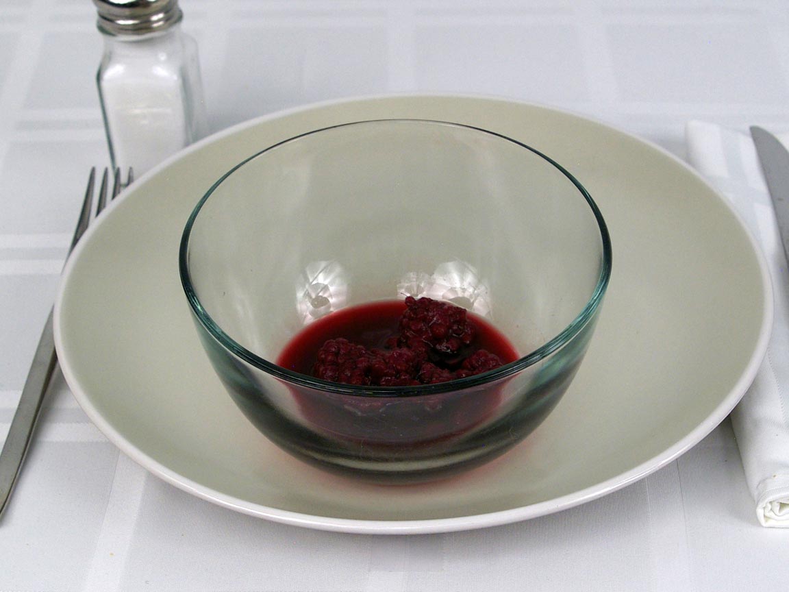 Calories in 0.25 cup(s) of Boysenberries in Light Syrup - Canned