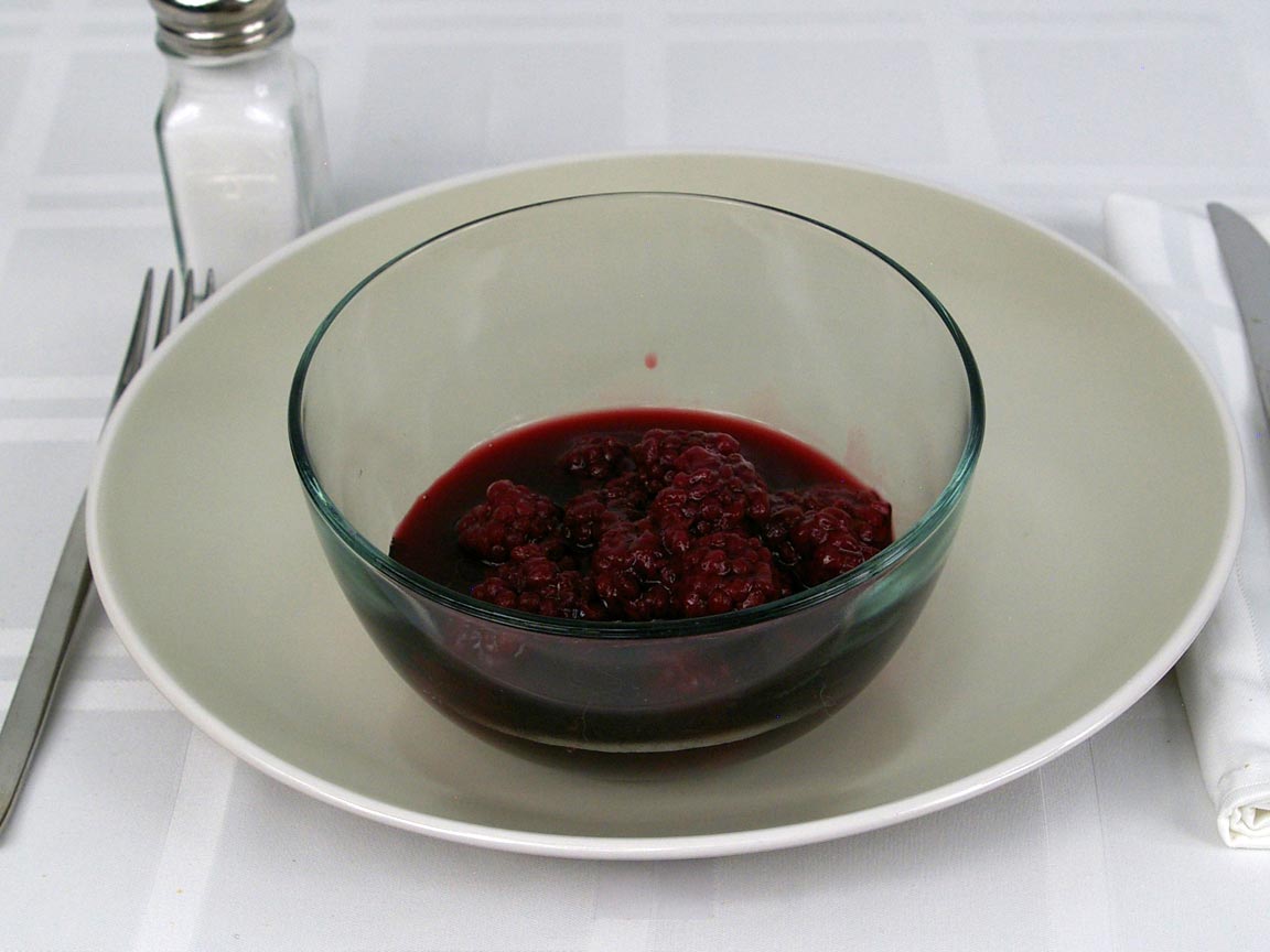 Calories in 1 cup(s) of Boysenberries in Light Syrup - Canned