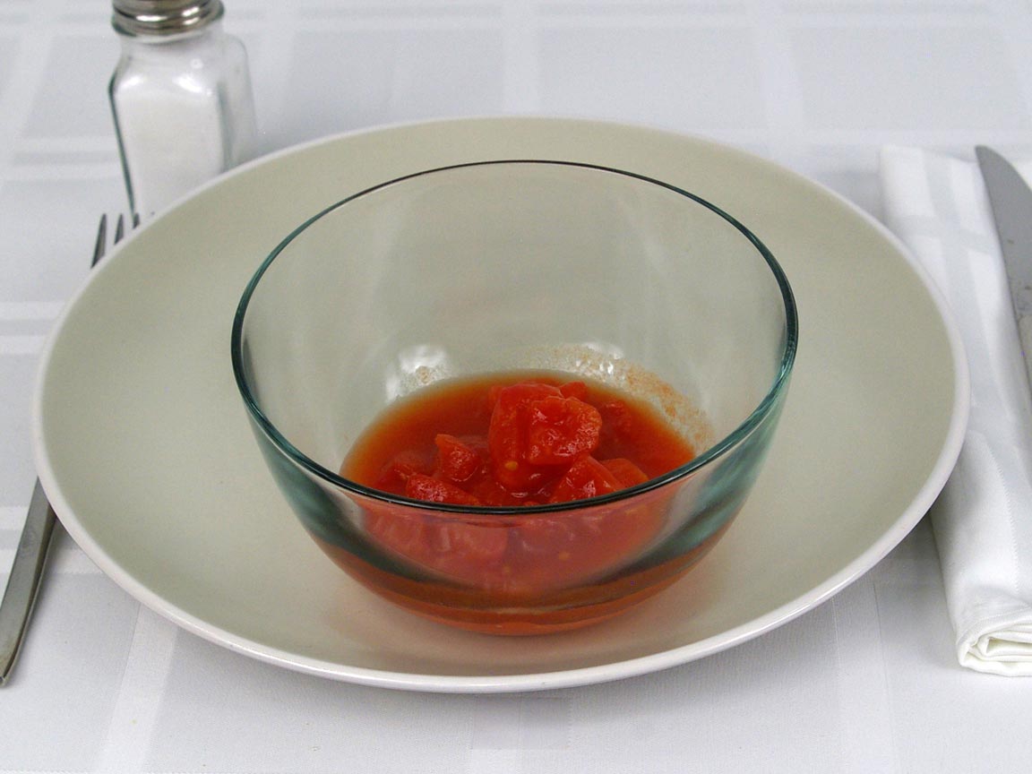Calories in 0.5 cup(s) of Tomatoes - Diced - Canned