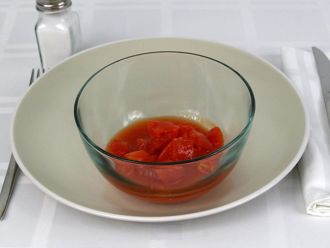 Calories in 0.75 cup(s) of Tomatoes - Diced - Canned