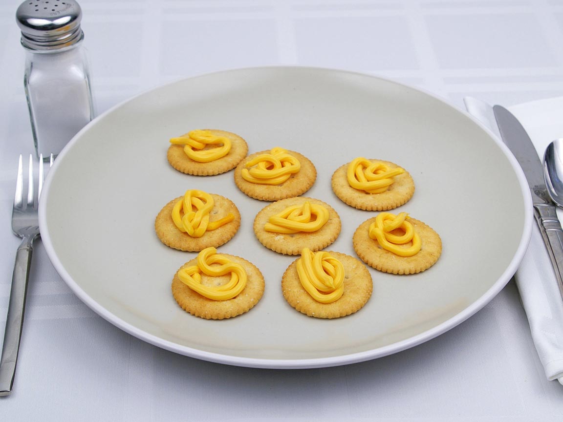 Calories in 8 tsp(s) of Easy Cheese - Shown on Cracker