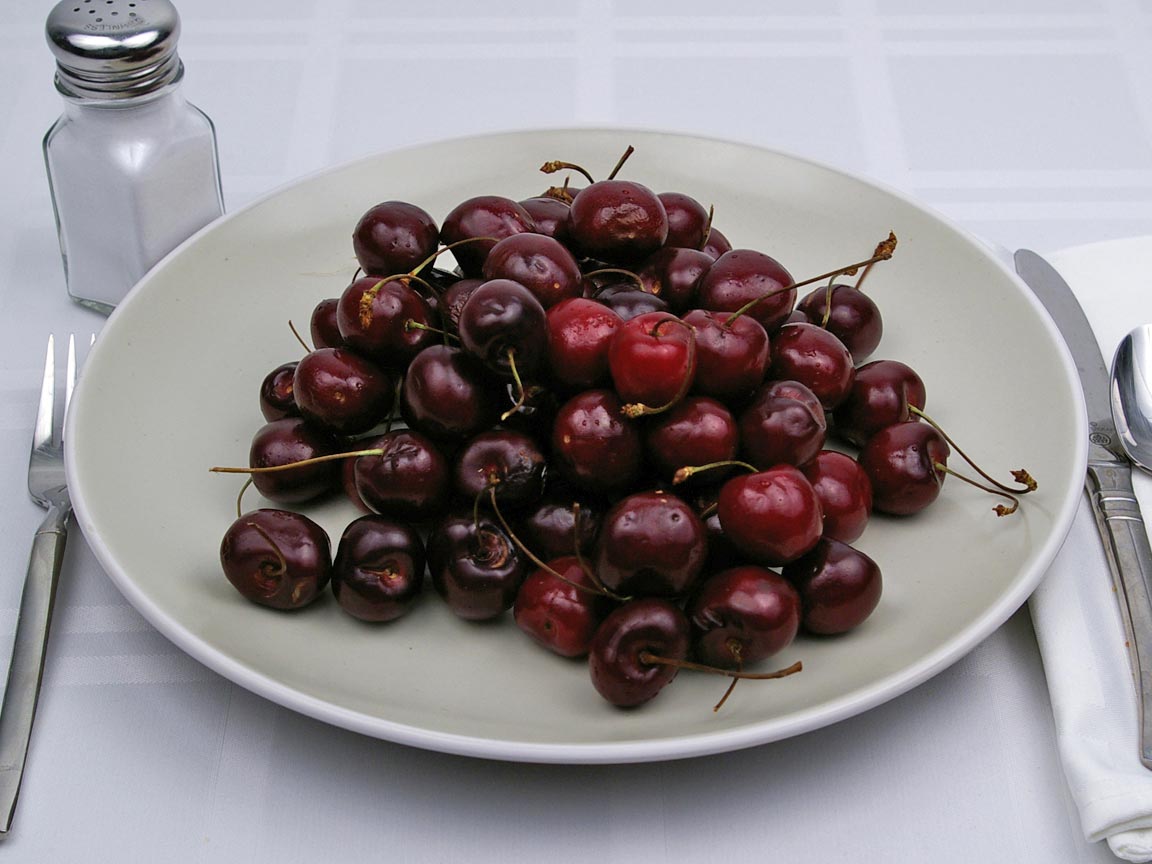 Calories in 64 cherrie(s) of Cherries