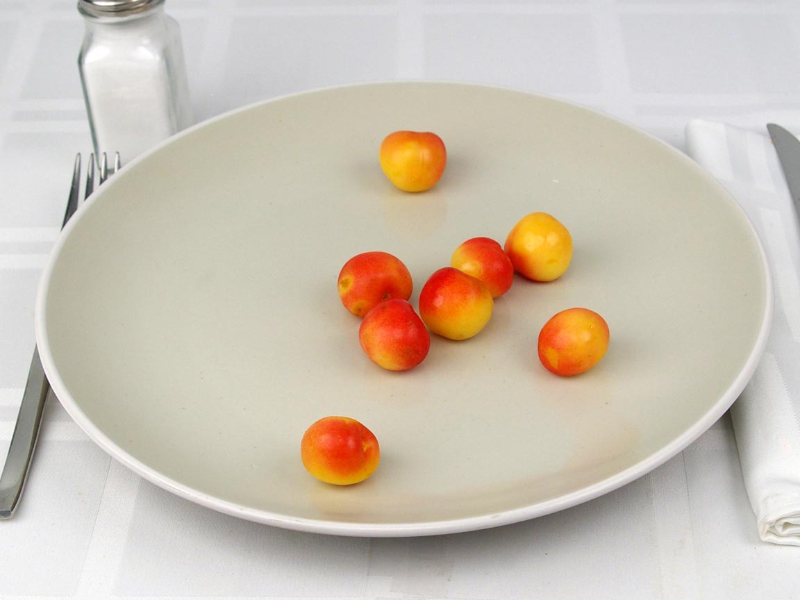 Calories in 8 cherries(s) of Rainier Cherries