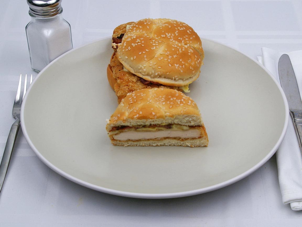 Calories in 1.5 sandwich(es) of Arby's  - Chicken Bacon Swiss Crispy
