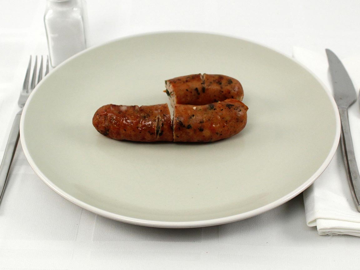 Calories in 1.5 sausage(s) of Chicken Sausage Spinach Gruyere