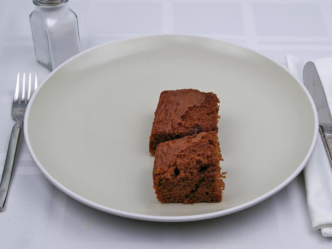 Calories in 2 piece(s) of Chocolate Cake - Avg - No Frosting