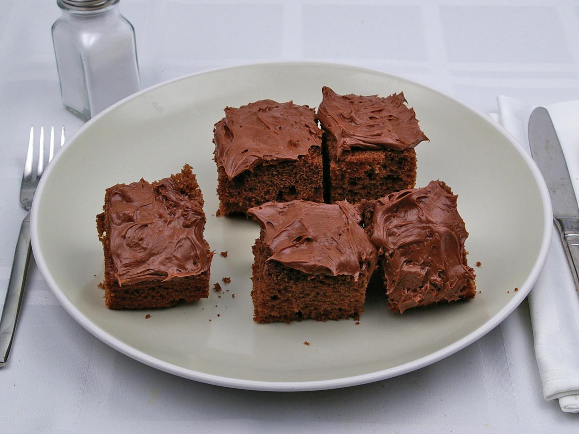 Calories in 5 piece(s) of Chocolate Cake - With Frosting - Avg