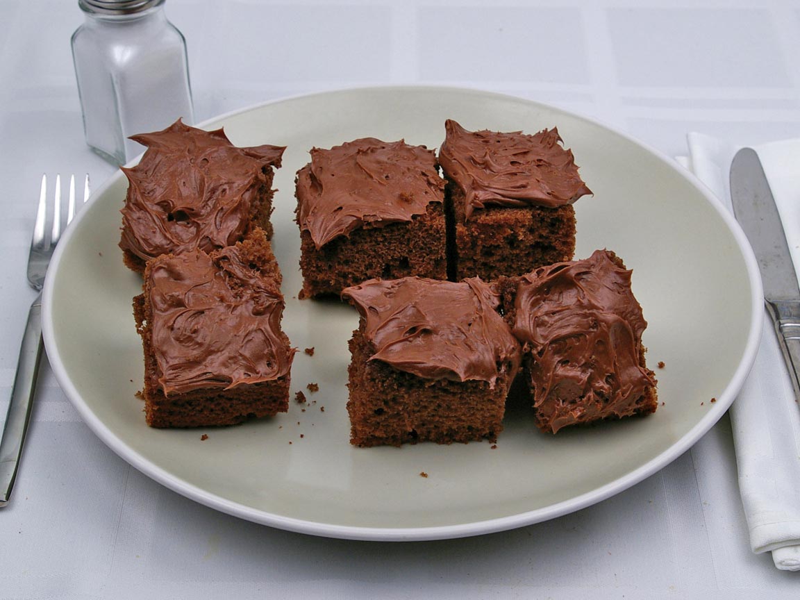 Calories in 6 piece(s) of Chocolate Cake - With Frosting - Avg