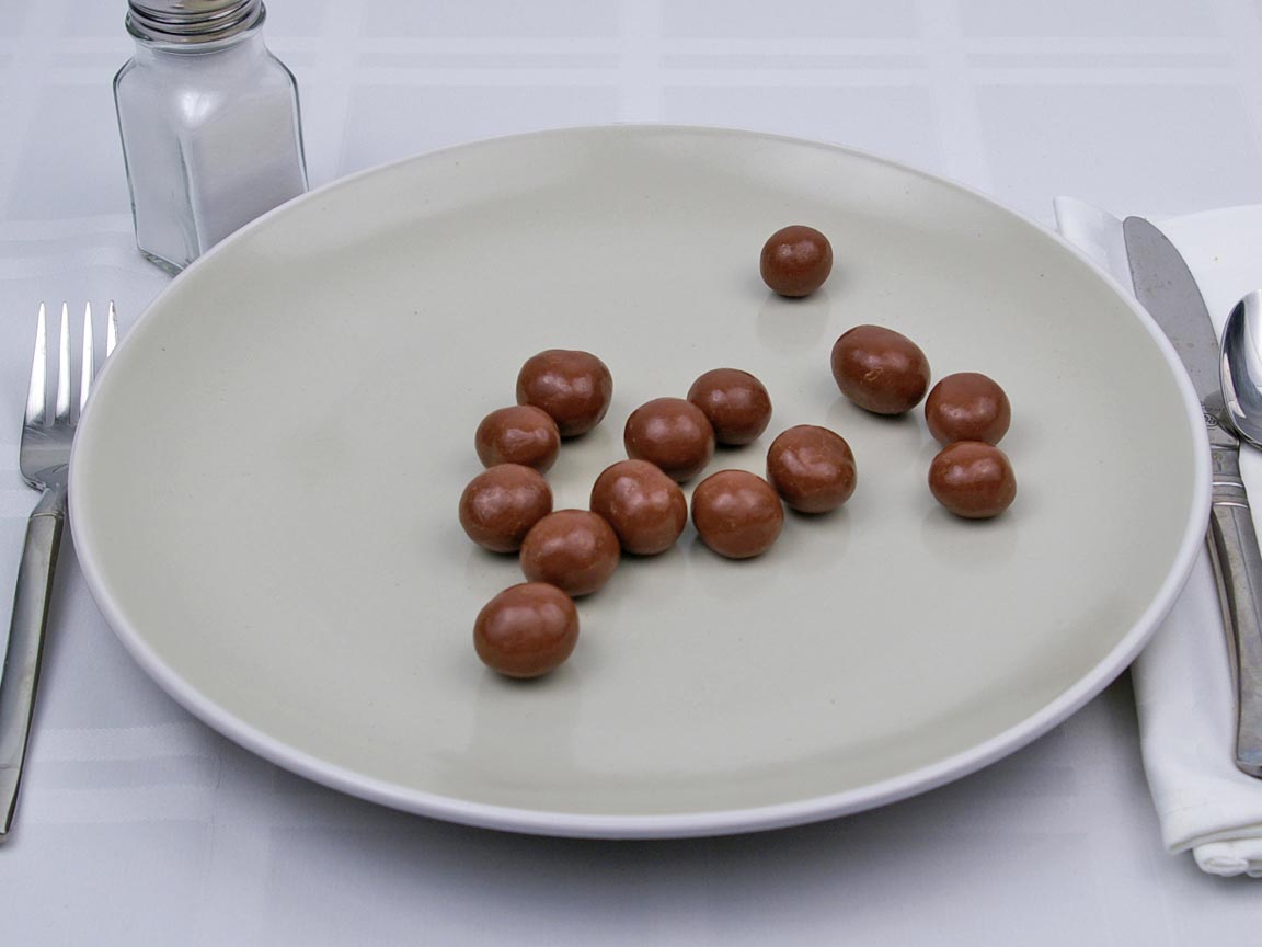 Calories in 14 piece(s) of Milk Chocolate Covered Macadamia Nuts