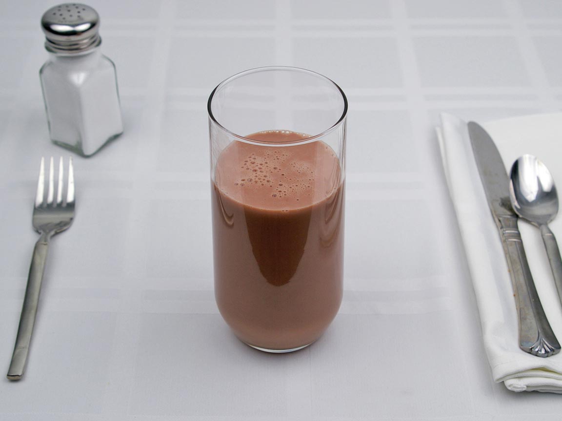 Calories in 13 fl oz(s) of Chocolate Milk 1% - Avg