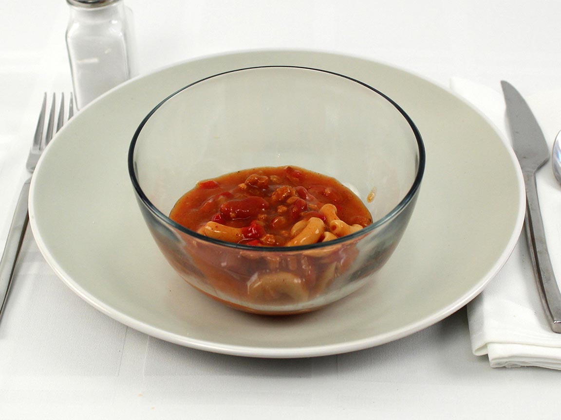 Calories in 0.75 cup(s) of Chunky Chili Mac Soup