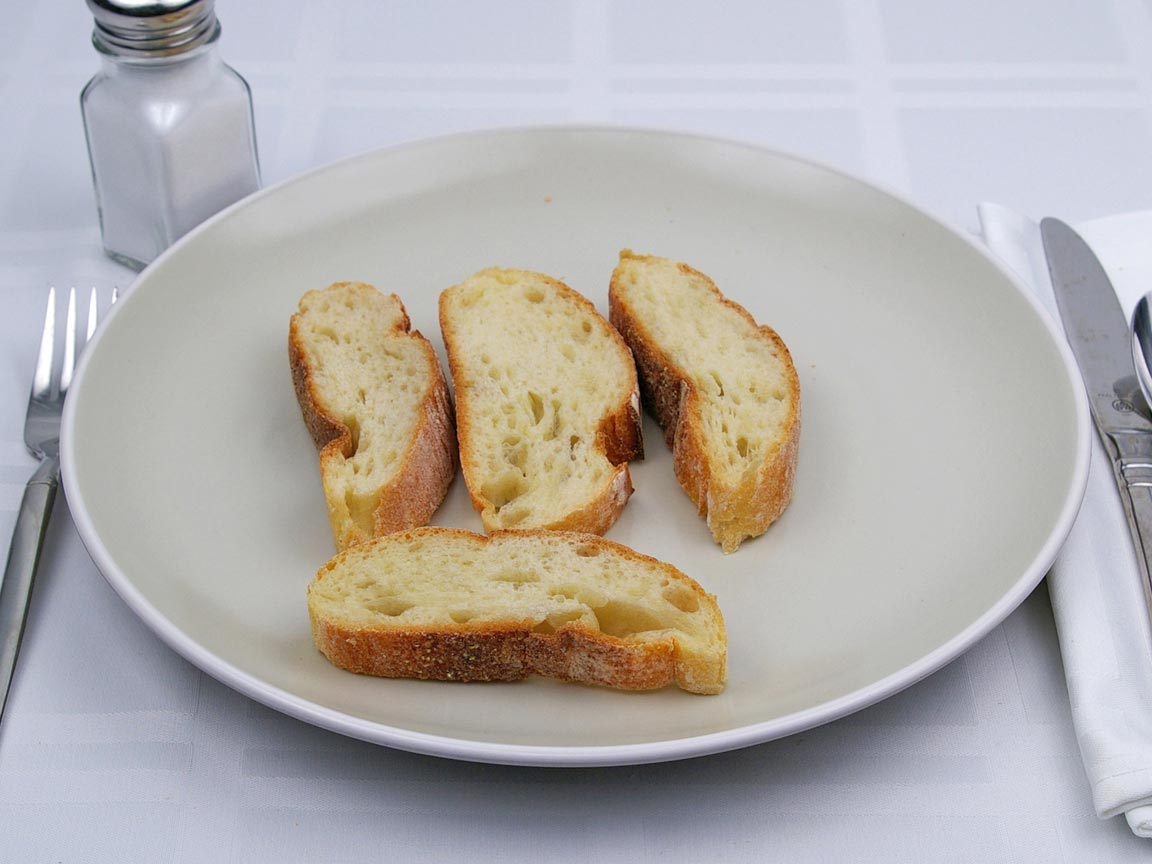 Calories in 4 slice(s) of Ciabatta Bread - Sliced