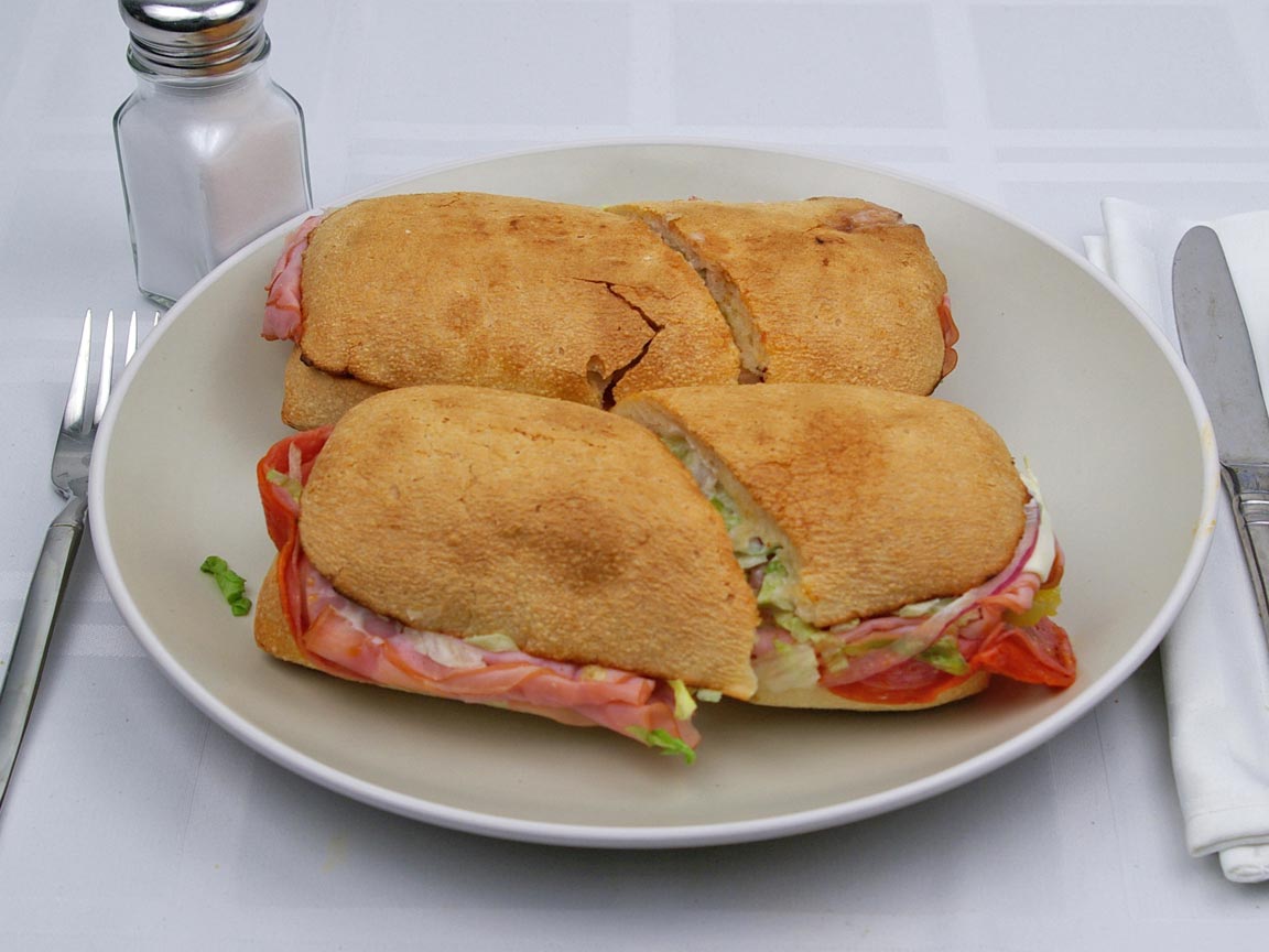 Calories in 2 sandwich(es) of Arby's  - Loaded Italian 