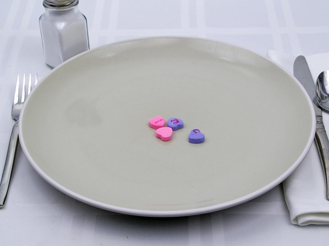 Calories in 4 piece(s) of Necco Sweethearts (conversation hearts)