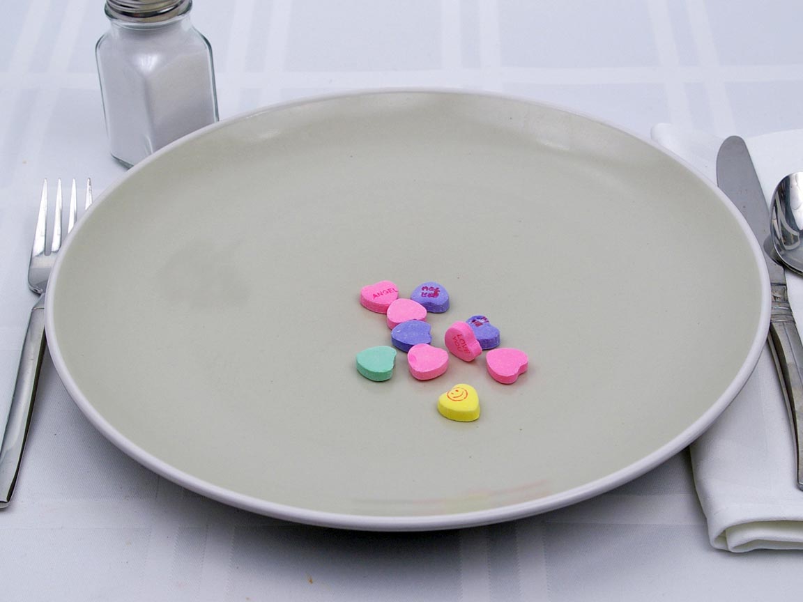 Calories in 10 piece(s) of Necco Sweethearts (conversation hearts)