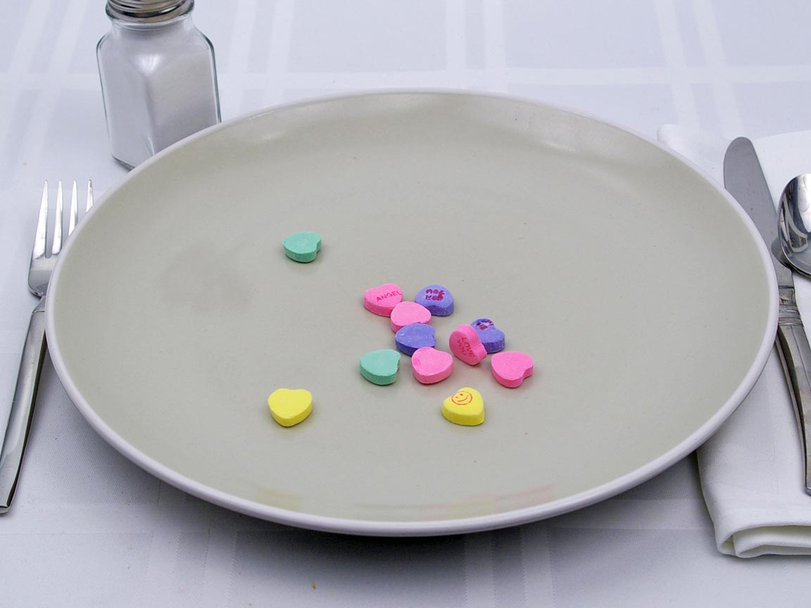 Calories in 12 piece(s) of Necco Sweethearts (conversation hearts)