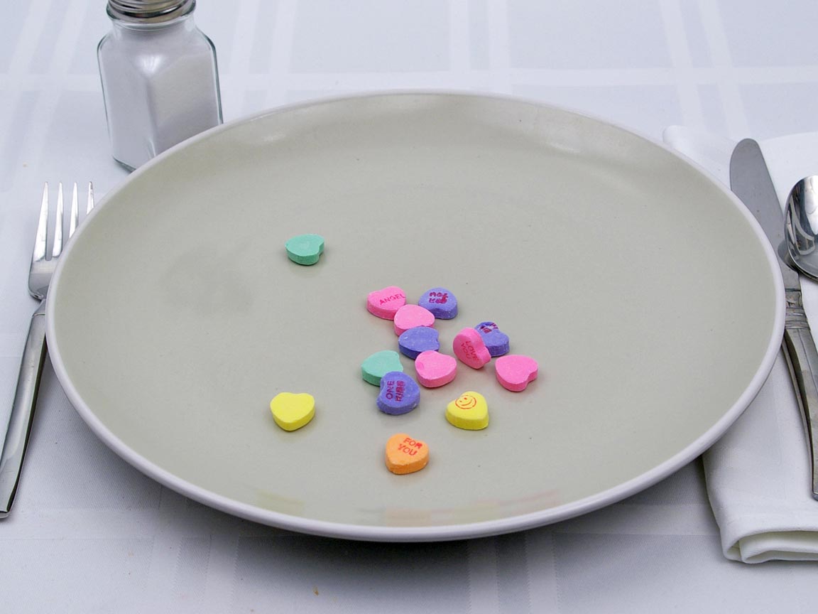 Calories in 14 piece(s) of Necco Sweethearts (conversation hearts)