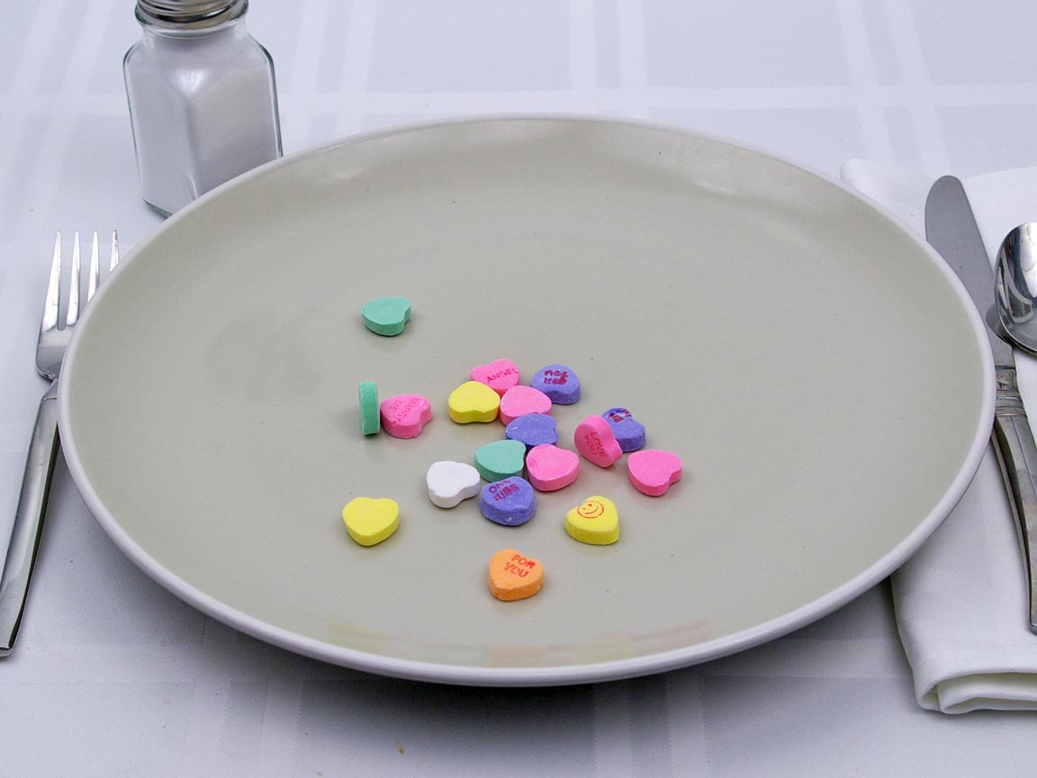 Calories in 18 piece(s) of Necco Sweethearts (conversation hearts)