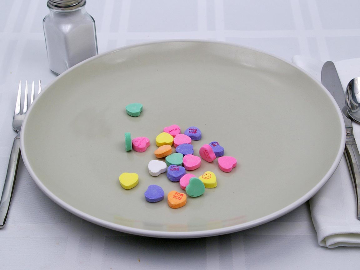 Calories in 22 piece(s) of Necco Sweethearts (conversation hearts)