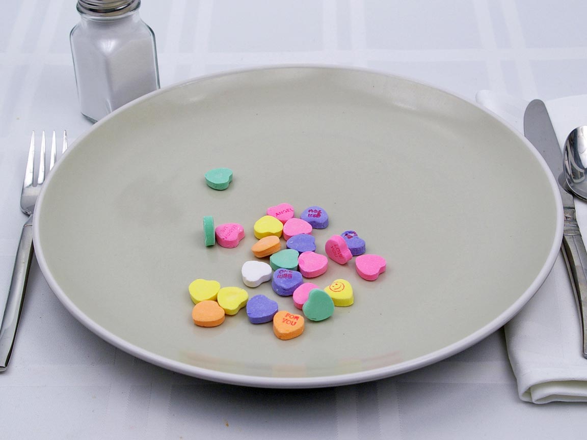 Calories in 24 piece(s) of Necco Sweethearts (conversation hearts)