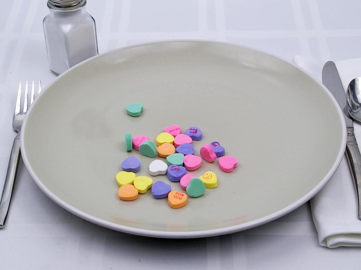 Calories in 26 piece(s) of Necco Sweethearts (conversation hearts)