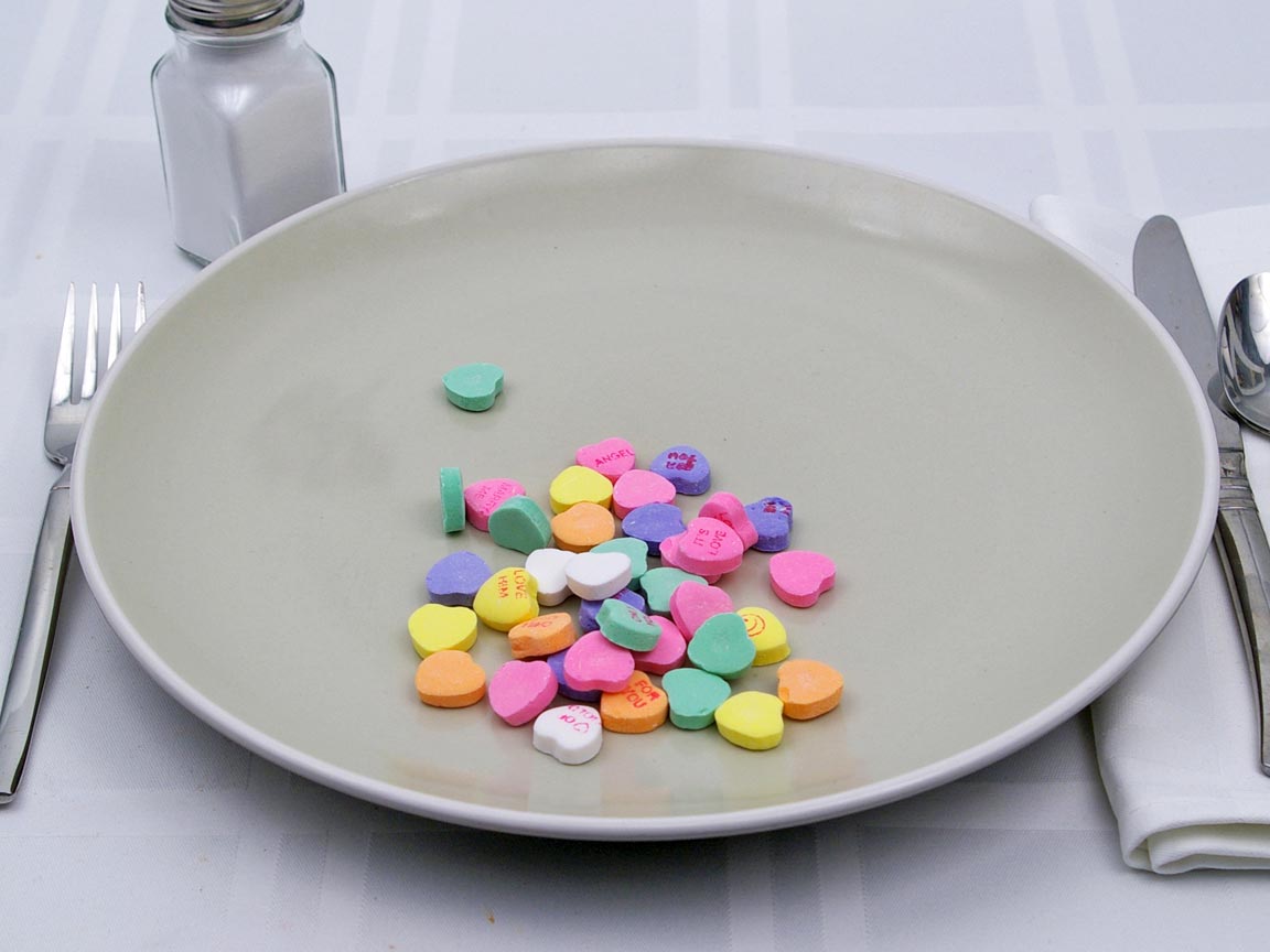Calories in 38 piece(s) of Necco Sweethearts (conversation hearts)