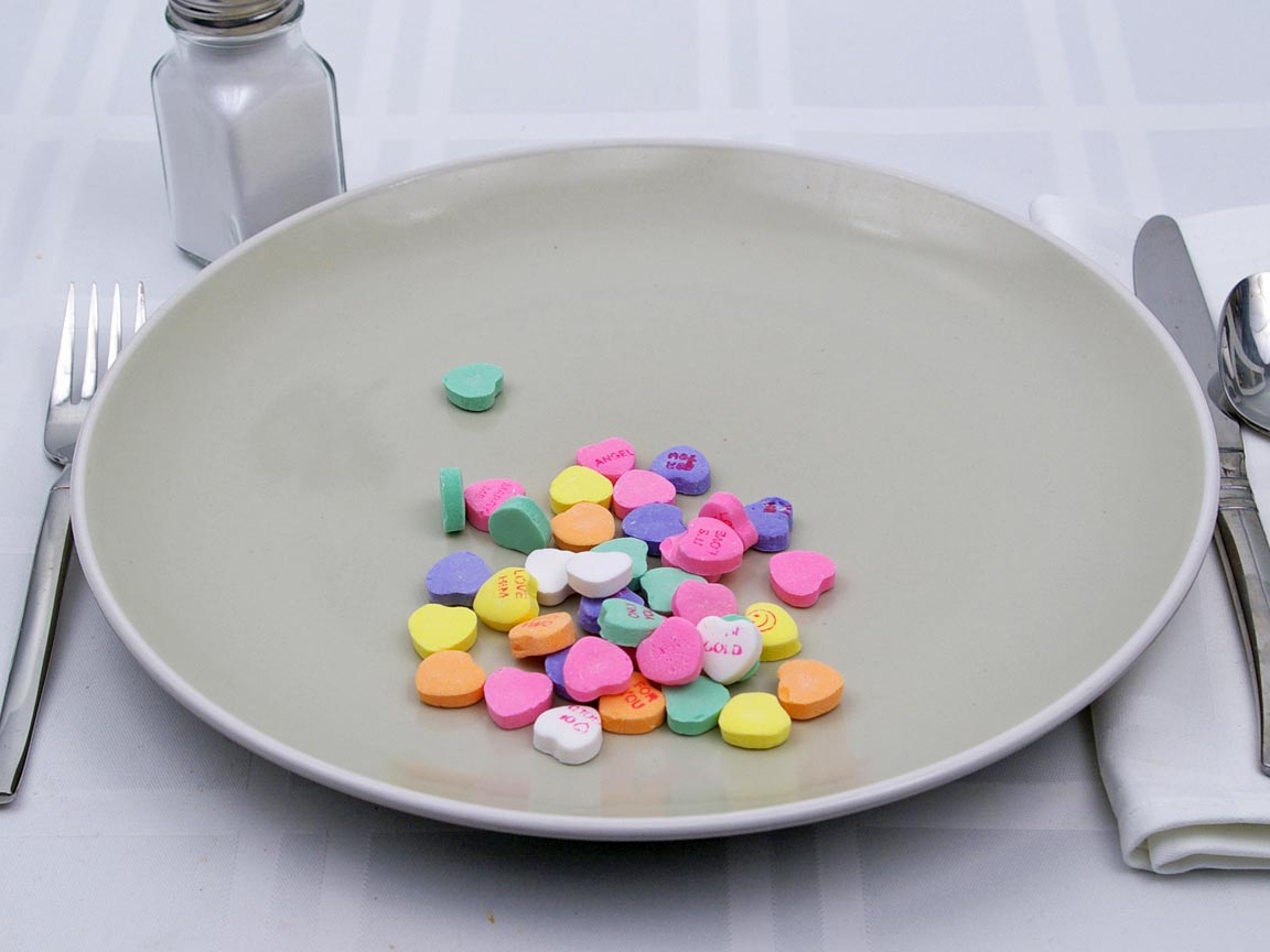 Calories in 40 piece(s) of Necco Sweethearts (conversation hearts)