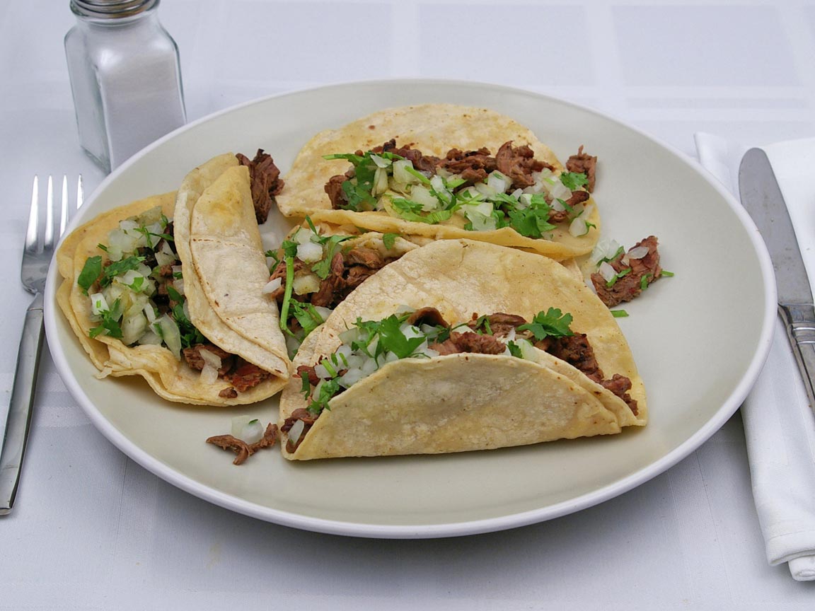 Calories in 4 taco(s) of Baja Fresh - Original Soft Taco - Steak - Corn Tortillas